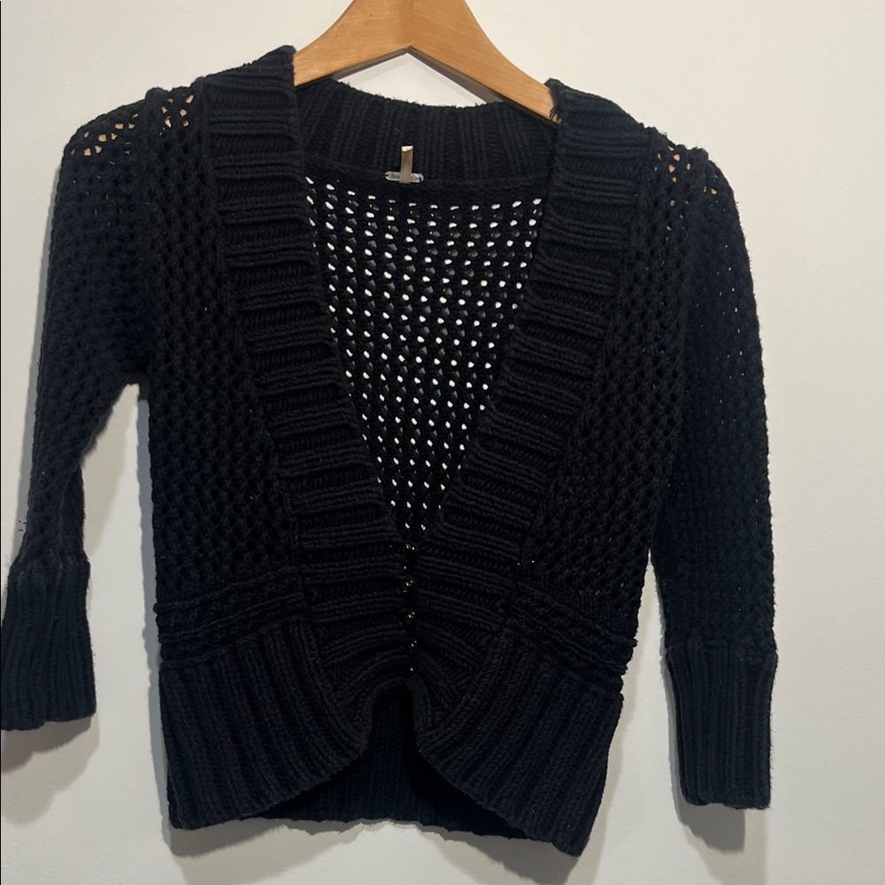 Free People Midnight Open-Knit Cardigan